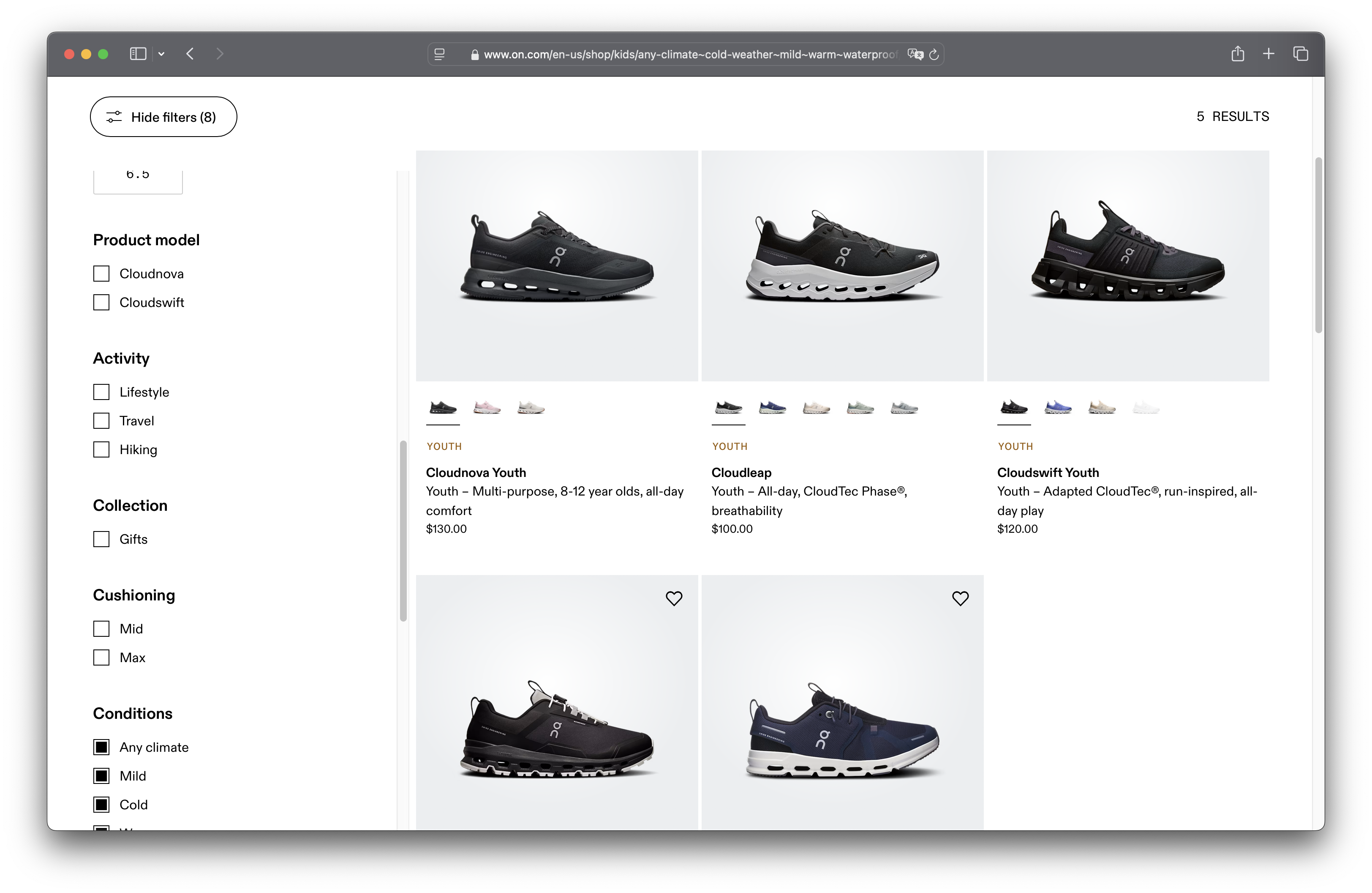 Browser tab — Nike kids